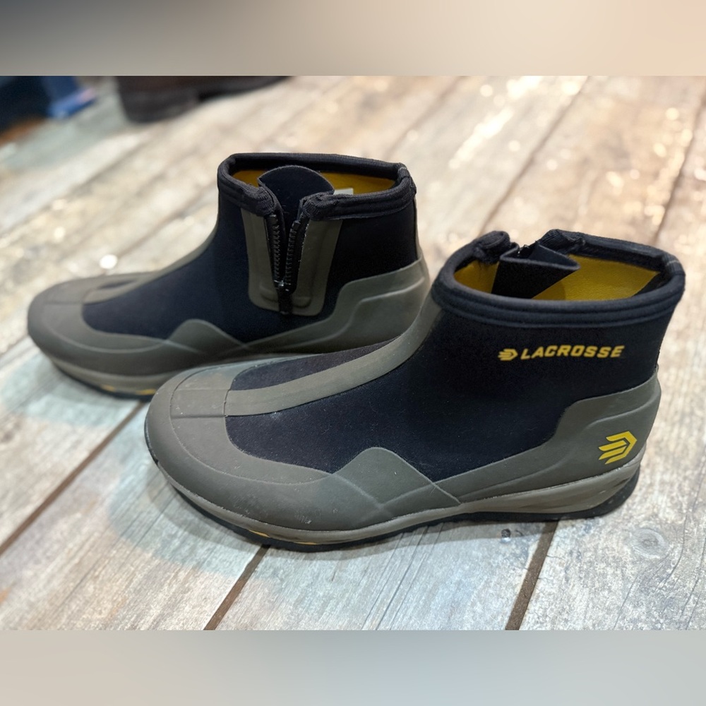 LaCrosse Black and Tan Boots with Yellow Lining